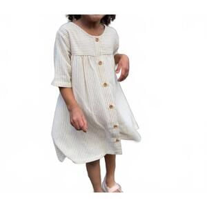 NEW VIGNETTE girls' georgia dress in beige/tan striped
